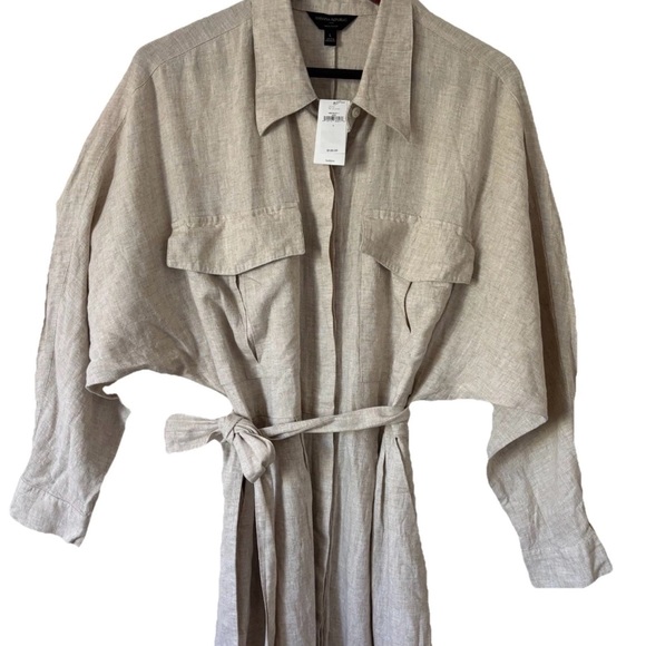 Banana Republic Factory Dresses & Skirts - NEW Banana Republic Factory Linen Utility Shirt Dress Size Large Flax Belted